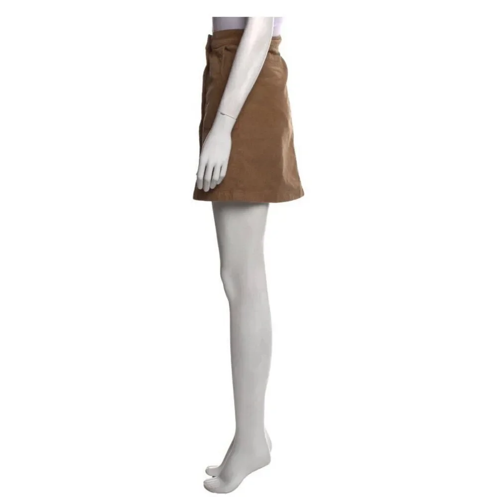 Tory Burch New Authentic Luciano Beach Wood Brown Corduroy Mini Skirt 0 Xxs Xs